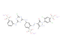 Trisodium 4-[[4-chloro-6-[(3-sulphonatophenyl)amino]-1,3,5-triazin-2-yl]amino]-2-[[1-(2,5-dichloro-4-sulphonatophenyl)-4,5-dihydro-3-methyl-5-oxo-1H-pyrazol-4-yl]azo]benzenesulphonate