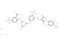 Trisodium hydrogen 2-[[4-chloro-6-[[3-[[1-(2,5-dichloro-4-sulphonatophenyl)-4,5-dihydro-3-methyl-5-oxo-1H-pyrazol-4-yl]azo]-4-sulphonatophenyl]amino]-1,3,5-triazin-2-yl]amino]-5-sulphonatobenzoate