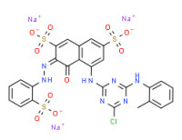 Trisodium 5-[[4-chloro-6-[(o-tolyl)amino]-1,3,5-triazin-2-yl]amino]-4-hydroxy-3-[(2-sulphonatophenyl)azo]naphthalene-2,7-disulphonate