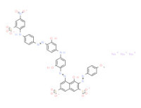 Trisodium 4-hydroxy-5-[[2-hydroxy-4-[[3-hydroxy-4-[[4-[(4-nitro-2-sulphonatophenyl)amino]phenyl]azo]phenyl]amino]phenyl]azo]-3-[(4-methoxyphenyl)azo]naphthalene-2,7-disulphonate