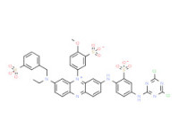Dihydrogen 3-[[4-[(4,6-dichloro-1,3,5-triazin-2-yl)amino]-2-sulphonatophenyl]amino]-7-[ethyl[(3-sulphonatophenyl)methyl]amino]-5-(4-methoxy-3-sulphonatophenyl)phenazinium
