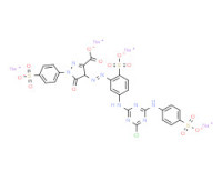 Tetrasodium 4-[[5-[[4-chloro-6-[(4-sulphonatophenyl)amino]-1,3,5-triazin-2-yl]amino]-2-sulphonatophenyl]azo]-4,5-dihydro-5-oxo-1-(4-sulphonatophenyl)-1H-pyrazole-3-carboxylate
