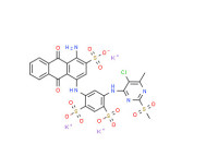 Tripotassium 4-[(4-amino-9,10-dihydro-9,10-dioxo-3-sulphonato-1-anthryl)amino]-6-[[5-chloro-6-methyl-2-(methylsulphonyl)pyrimidin-4-yl]amino]benzene-1,3-disulphonate
