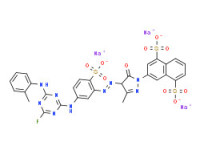 Trisodium 3-[4-[[5-[[4-fluoro-6-[(o-tolyl)amino]-1,3,5-triazin-2-yl]amino]-2-sulphonatophenyl]azo]-4,5-dihydro-3-methyl-5-oxo-1H-pyrazol-1-yl]naphthalene-1,5-disulphonate