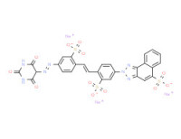 Trisodium 2-[4-[2-[4-[(hexahydro-2,4,6-trioxopyrimidin-5-yl)azo]-2-sulphonatophenyl]vinyl]-3-sulphonatophenyl]-2H-naphtho[1,2-d]triazole-5-sulphonate