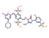 Trisodium 2-[[4-chloro-6-morpholino-1,3,5-triazin-2-yl]amino]-5-[[1-(2-chloro-5-sulphonatophenyl)-4,5-dihydro-3-methyl-5-oxo-1H-pyrazol-4-yl]azo]benzene-1,4-disulphonate