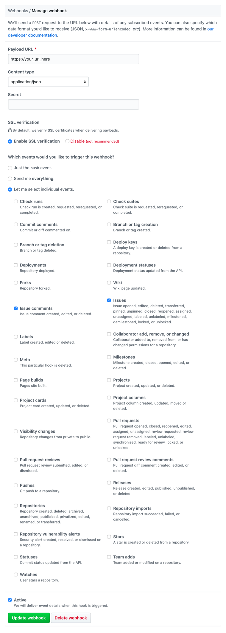 github settings