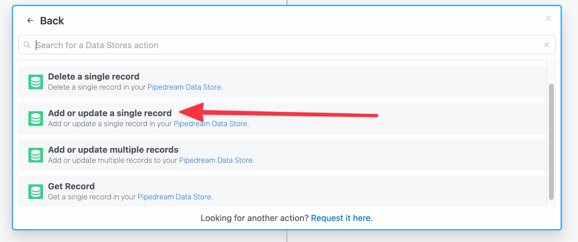 Insert a single row into a data store