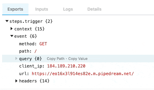 Copy an event path