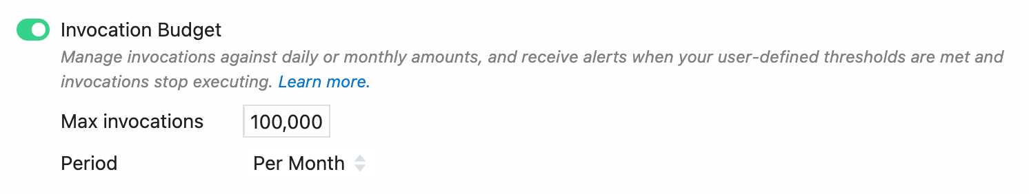 Enabling the Invocation Budget feature