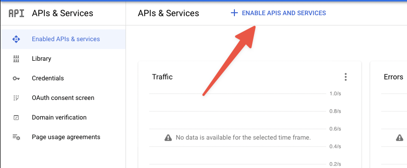 Select "Enable APIs & Services to open a menu to enable the Google Fitness API for Pipedream to connect to