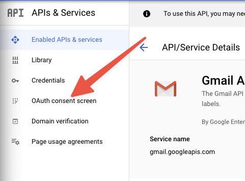 Click "OAuth consent screen" in the left navigation menu