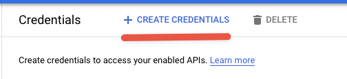 Click create credentials to start the process