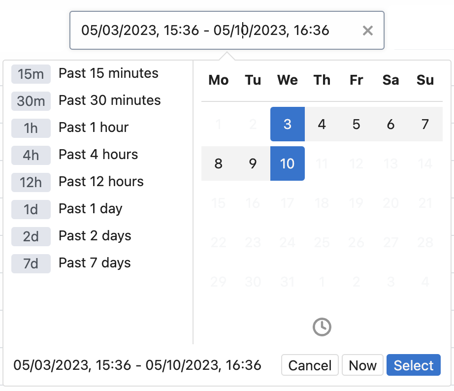 How to filter events by a timerange