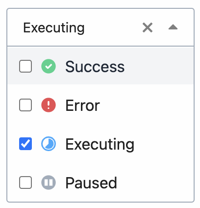 Only showing workflow events that are currently being executed