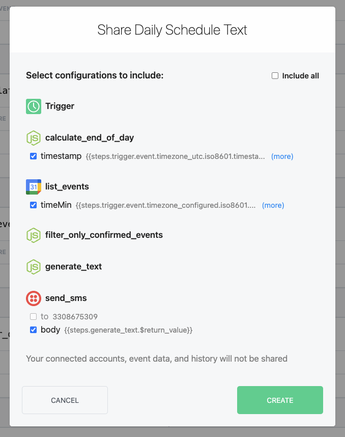 Sharing a workflow that will send a daily SMS message of your Google Calendar schedule for today