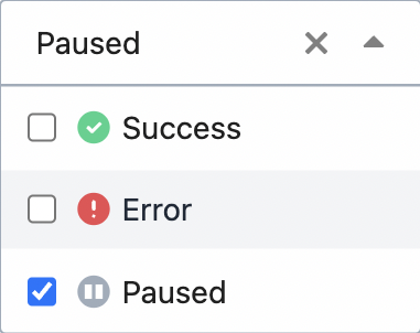 Only showing workflows that are currently paused