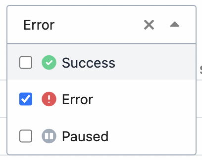 Viewing all failed workflow executions by the filter in the Event History