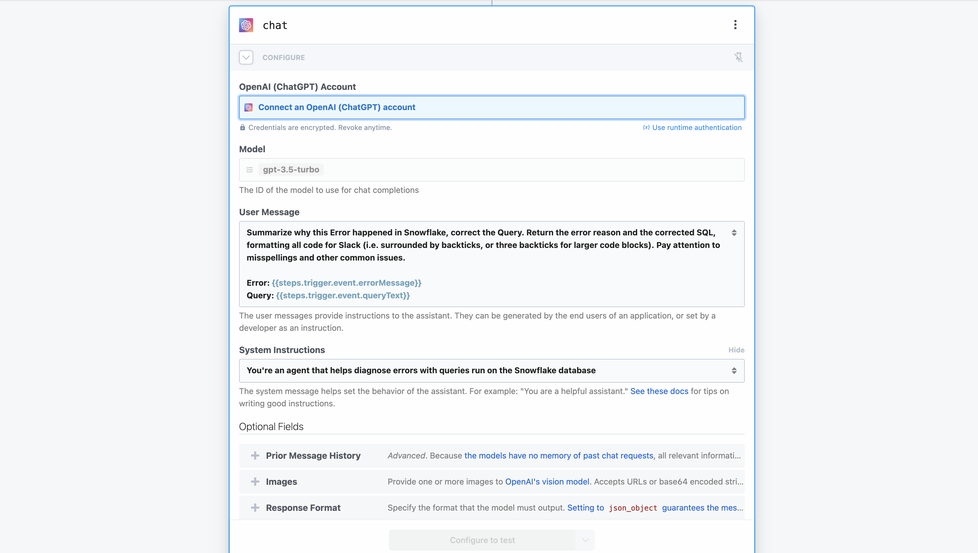 When Snowflake tasks fail, ask ChatGPT why, send to Slack