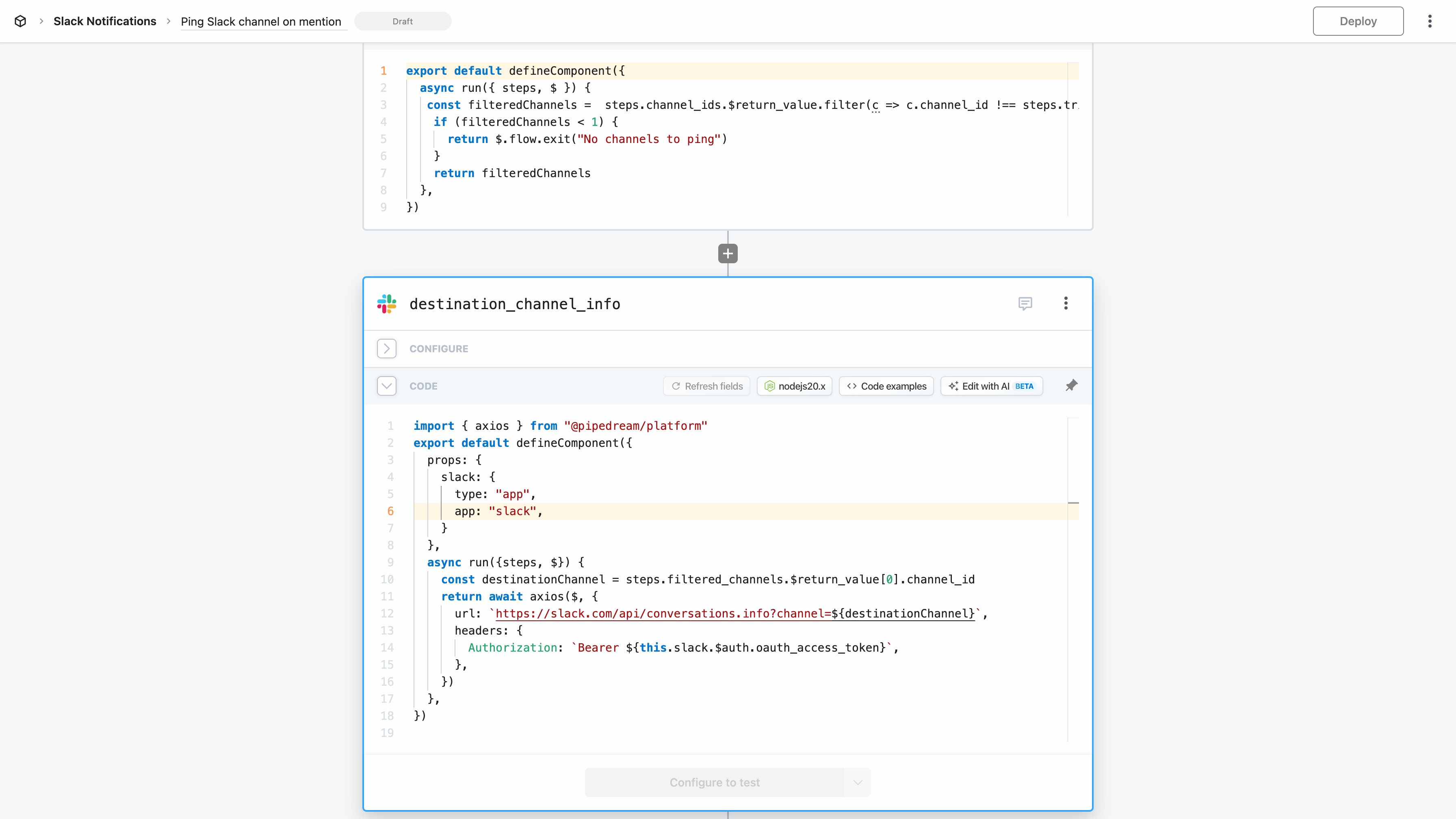 Ping Slack channel on mention
