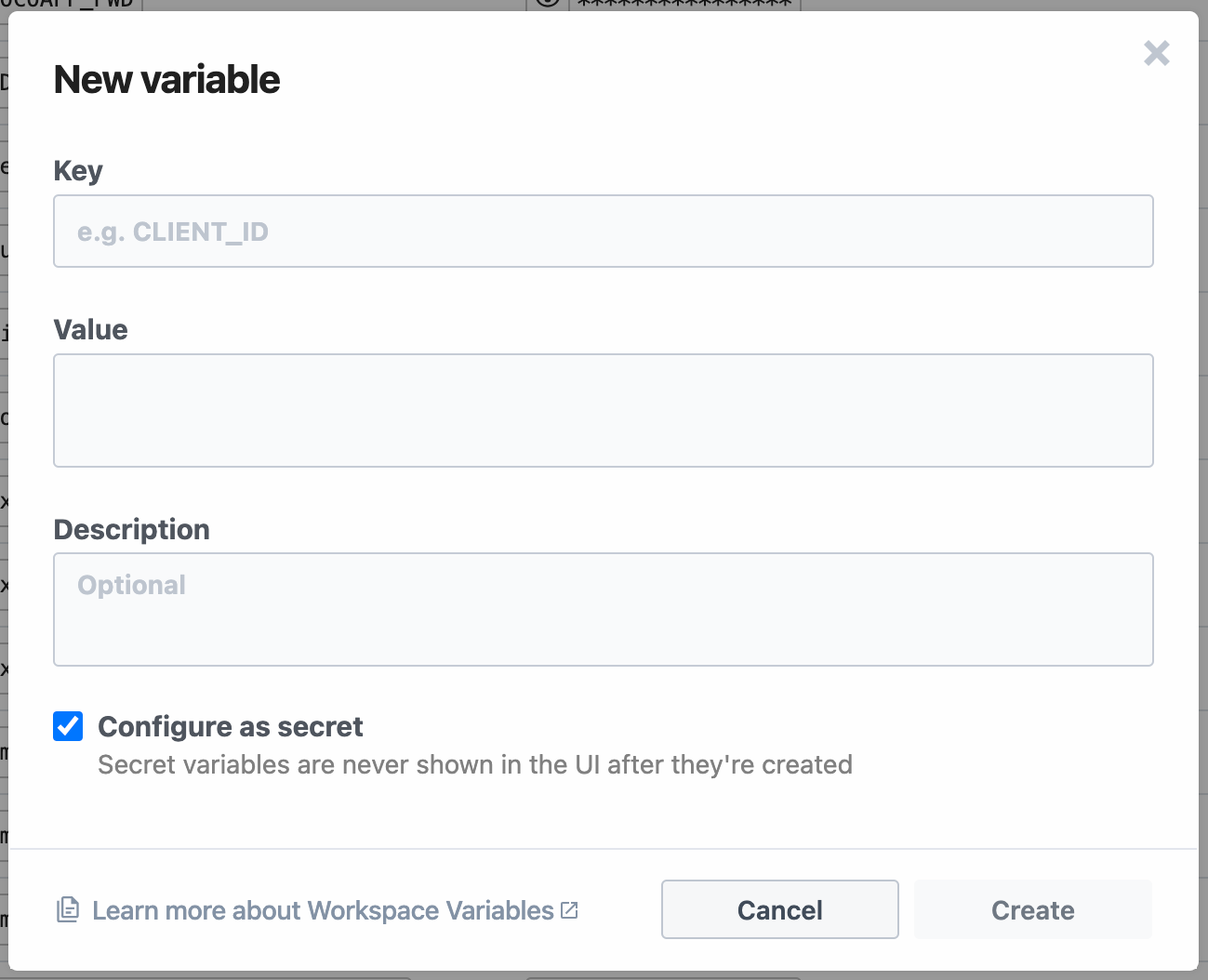 Configure new variable