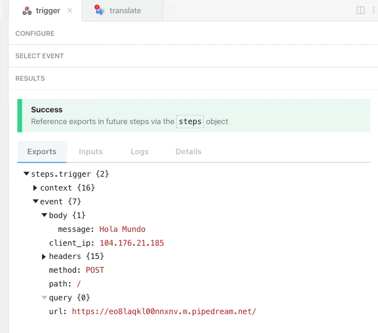 Copying the path to from a step export and pasting it as a prop in another step