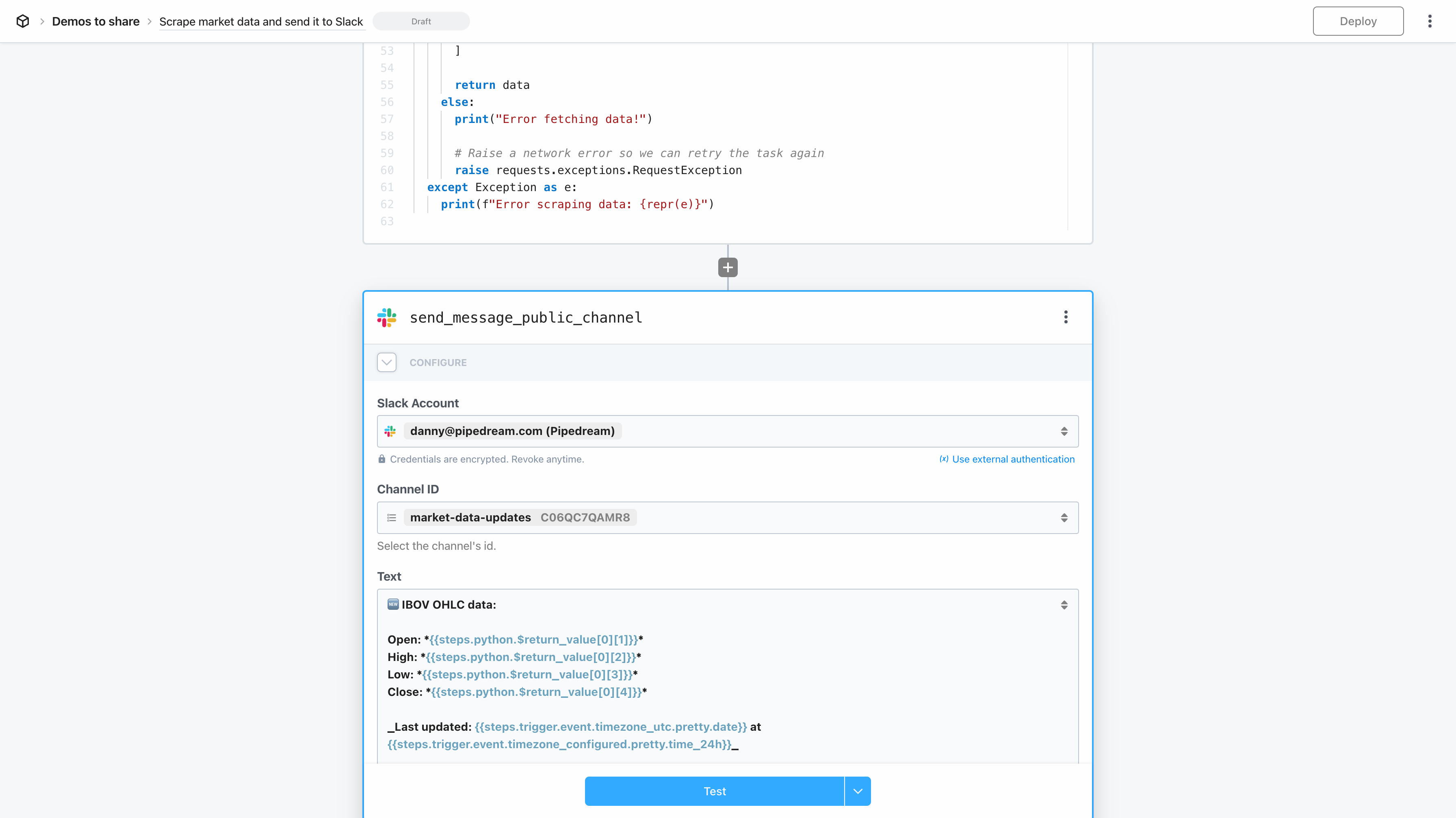Scrape market data and send it to Slack