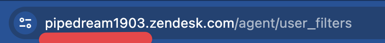 Example of finding the Zendesk subdomain from the URL while logged into Zendesk