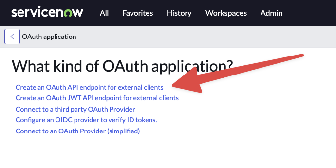 Create a new app, and make sure to choose the OAuth API endpoint for external clients option