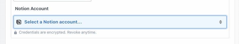 Selecting your Notion API account