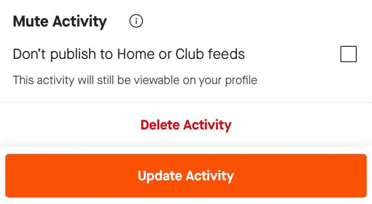 Strava Mute New Activities
