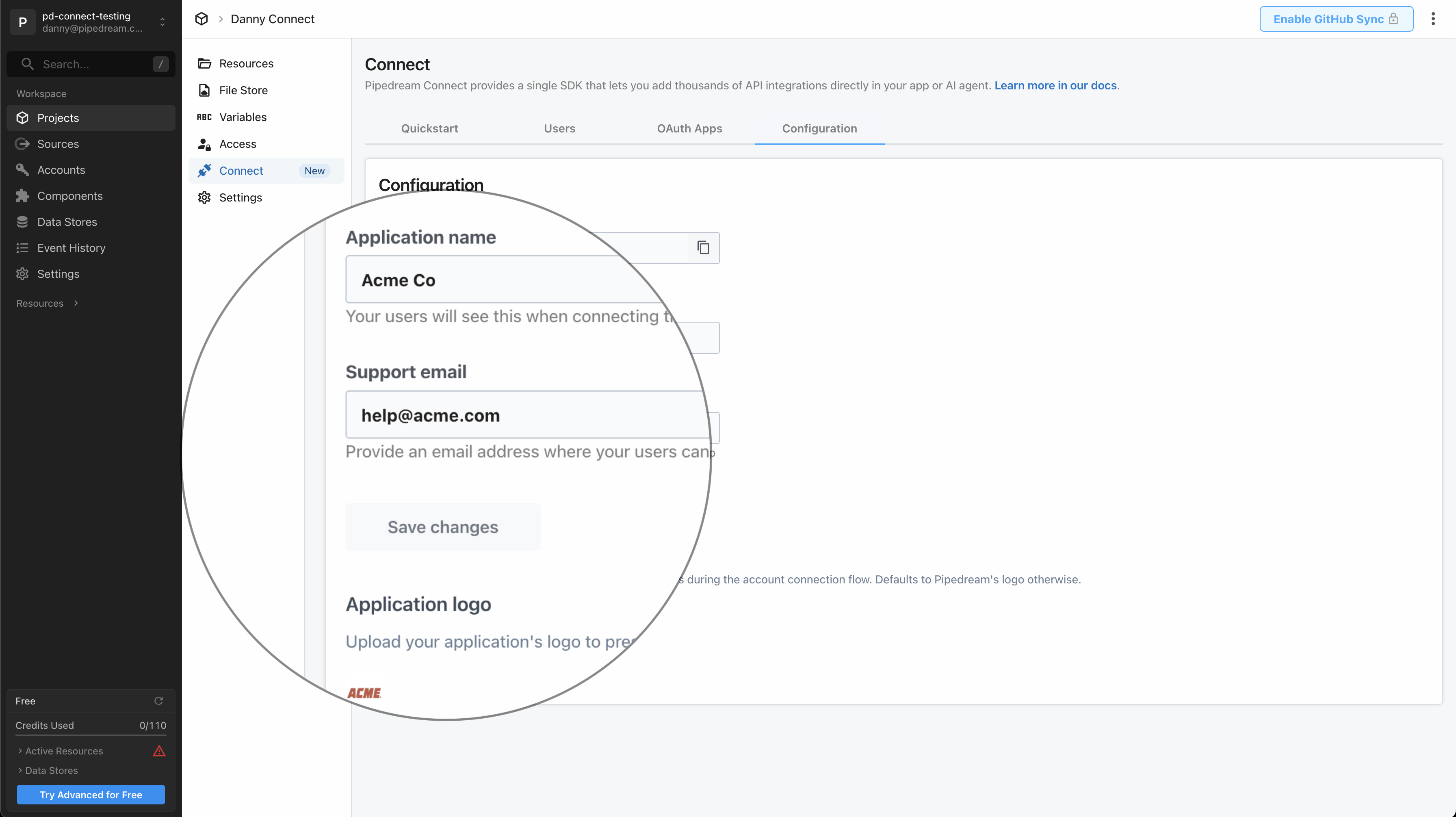 Pipedream Connect Configuration