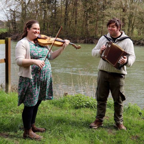 Jackie Oates with John Spiers on the Thames Path at Wallingford