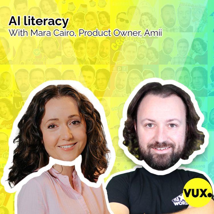 cover art for AI literacy with Mara Cairo, Product Owner, Amii