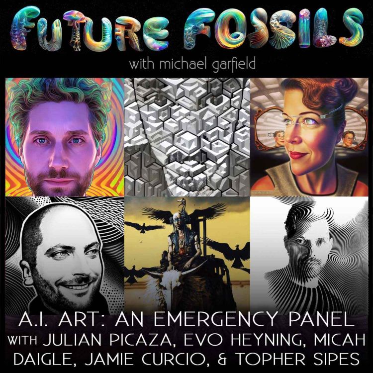 cover art for 195 - A.I. Art: An Emergency Panel with Julian Picaza, Evo Heyning, Micah Daigle, Jamie Curcio, & Topher Sipes