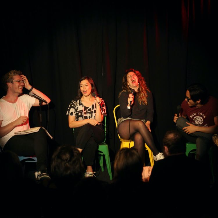 cover art for LIVE at Melbourne Comedy Festival w Michael Hing, hist ex-wife Michaelia Wank (Alex Lee) and train driver Bondelle ( Michelle Brasier)