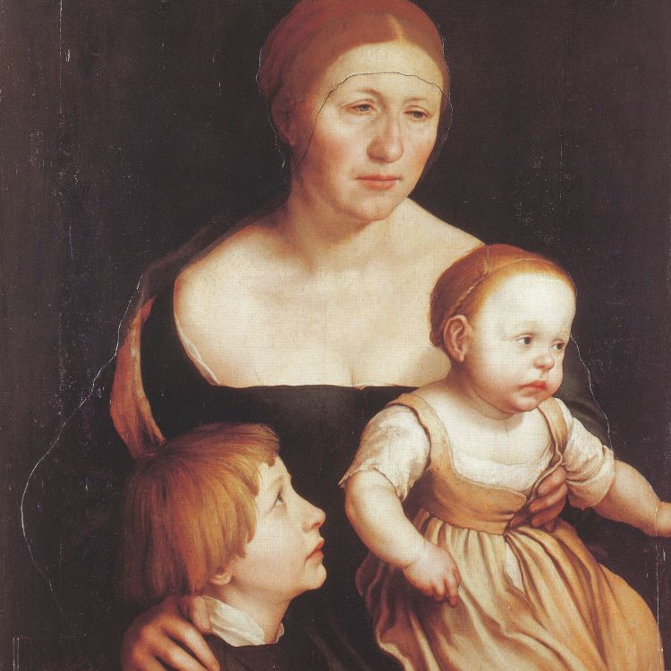 cover art for The Artist's Family by Hans Holbein the Younger, with Jeanne Nuechterlein