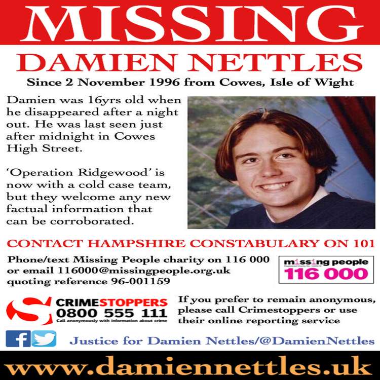 cover art for MISSING: Damien Nettles (Isle of Wight, England)