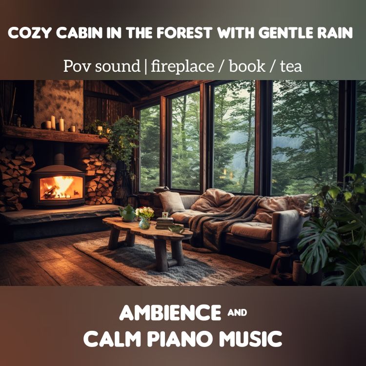 cover art for 🎧Cozy cabin in the forest ambience & calm piano music