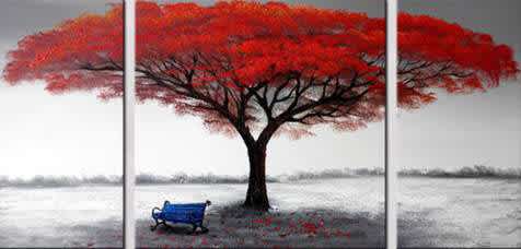 3 dalių paveikslas  Raudonas Medis
