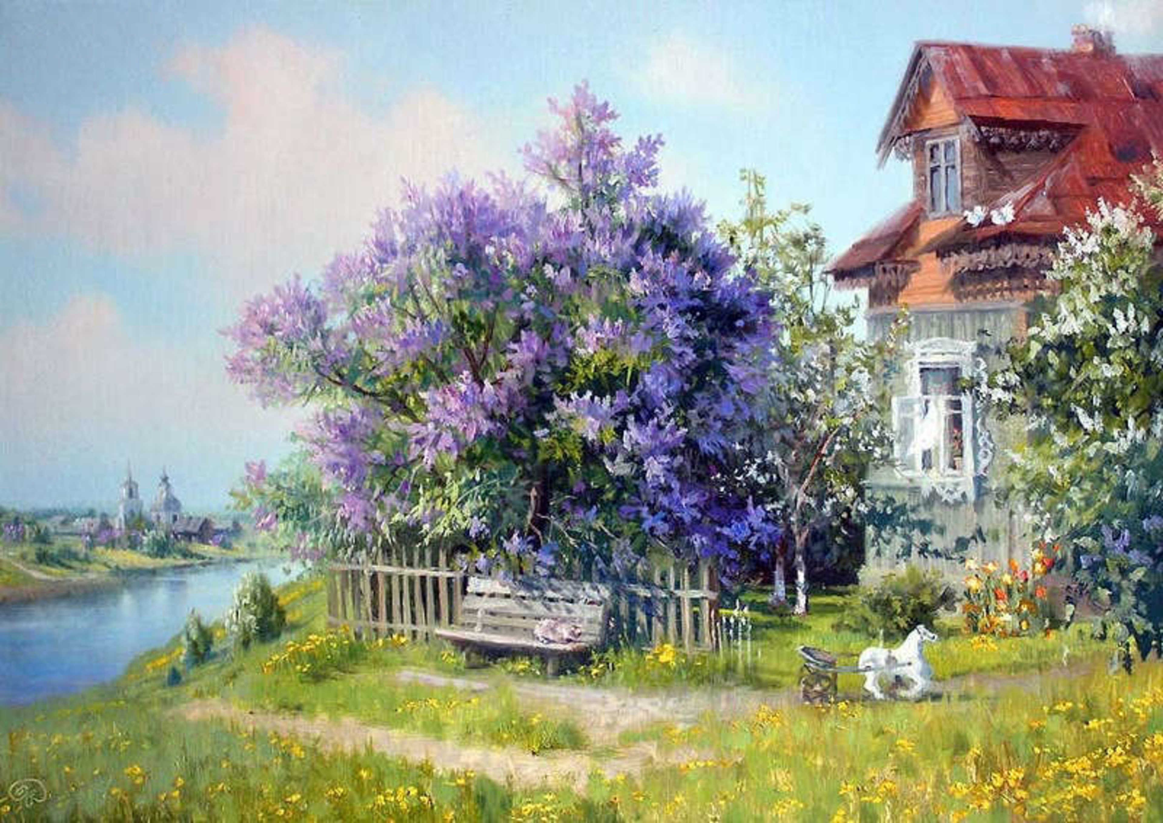 Glezna Kaimo namas prie alyvos