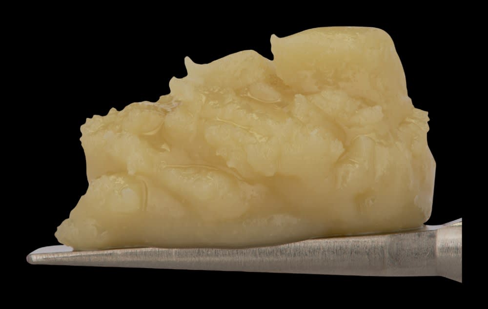 Banana Punch cold-cure live rosin badder on a dab tool