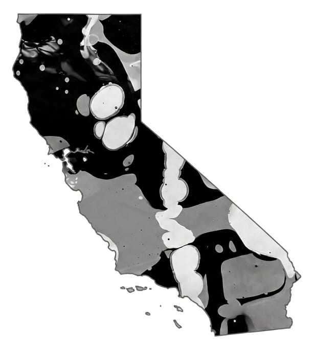 The state of California rendered in Pistil Whip marble