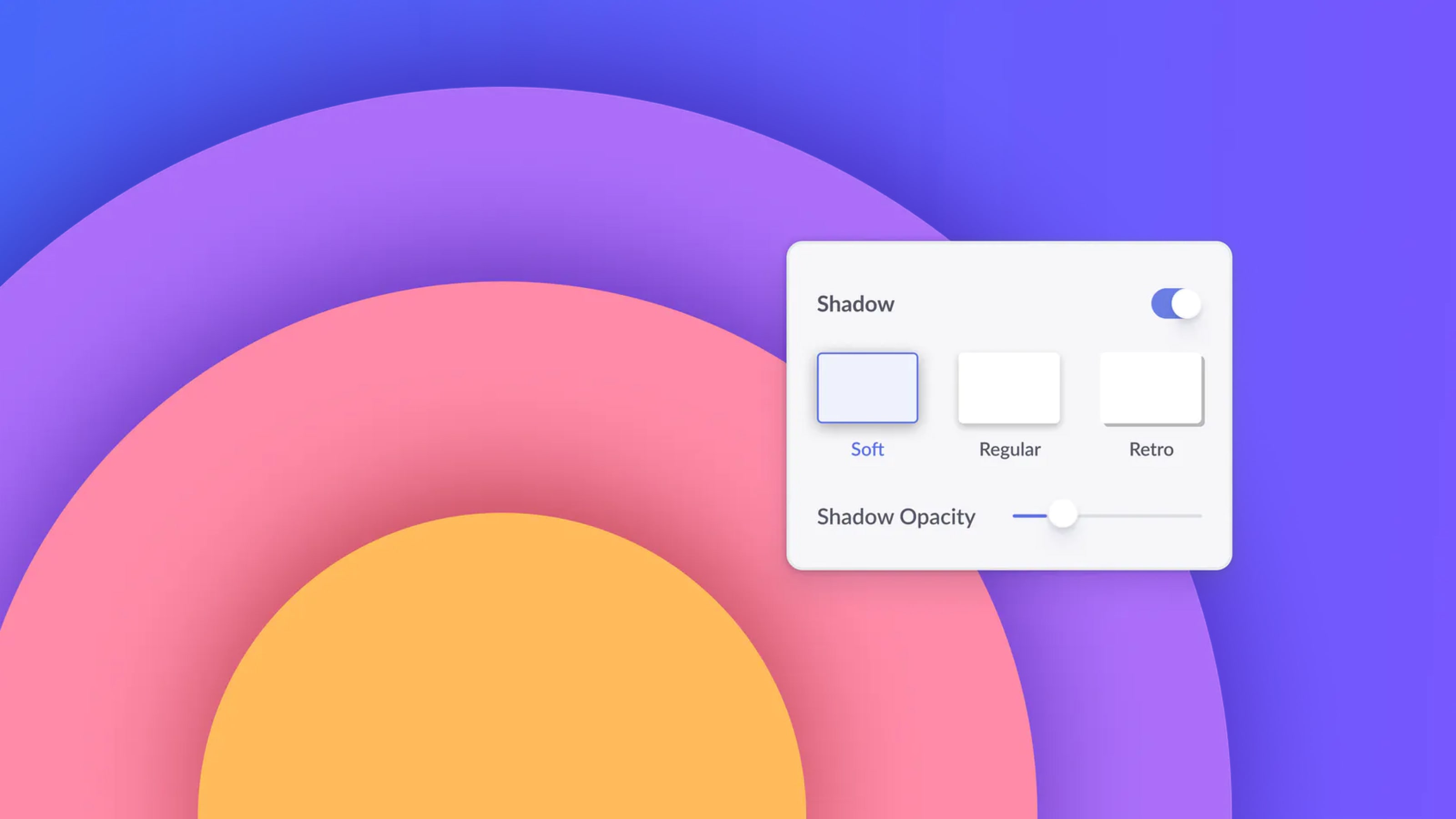 Visualization of the UI element when adding shadows to shapes in Pitch