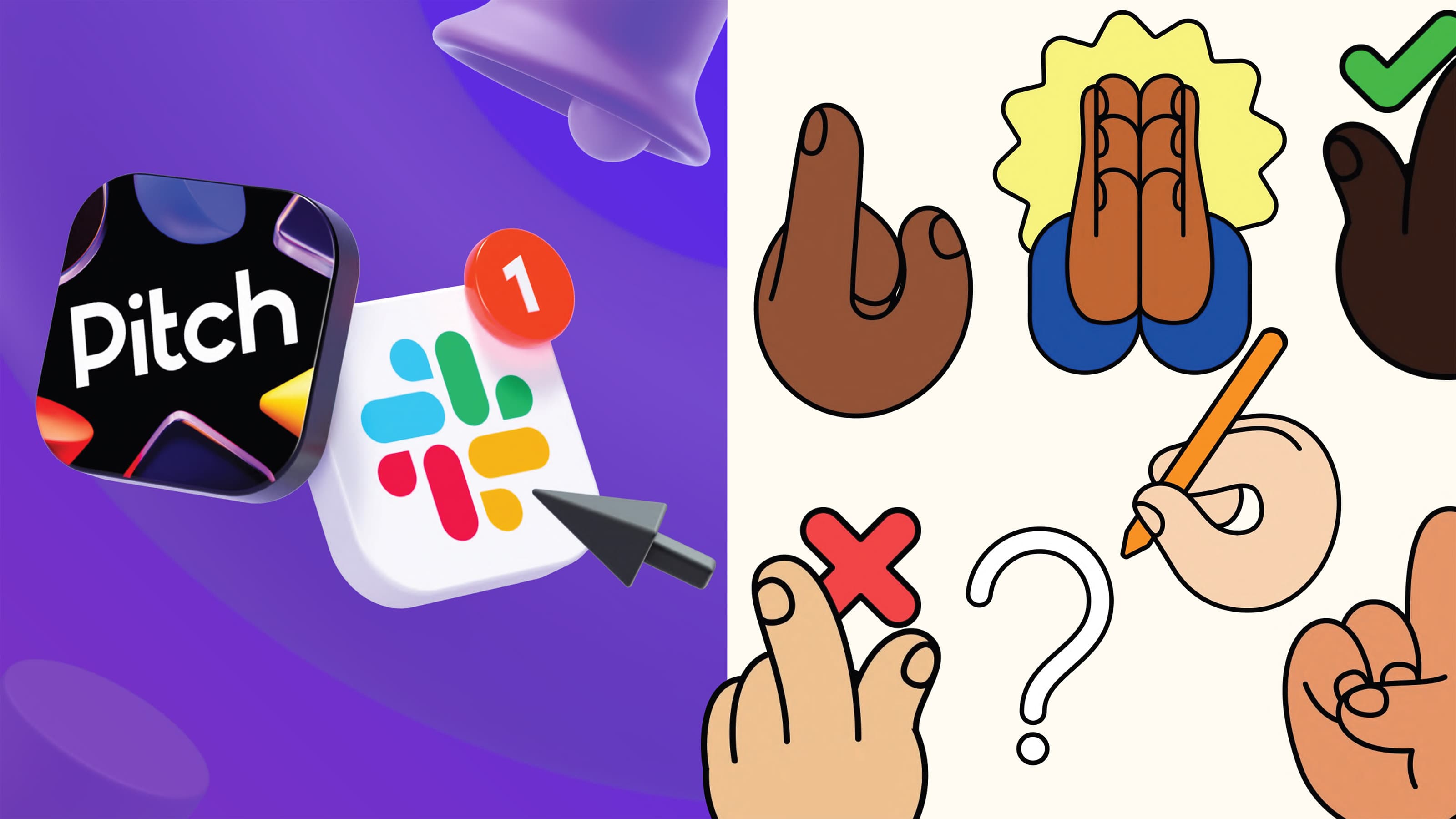 Pitch app for Slack and "Helping hands" sticker pack