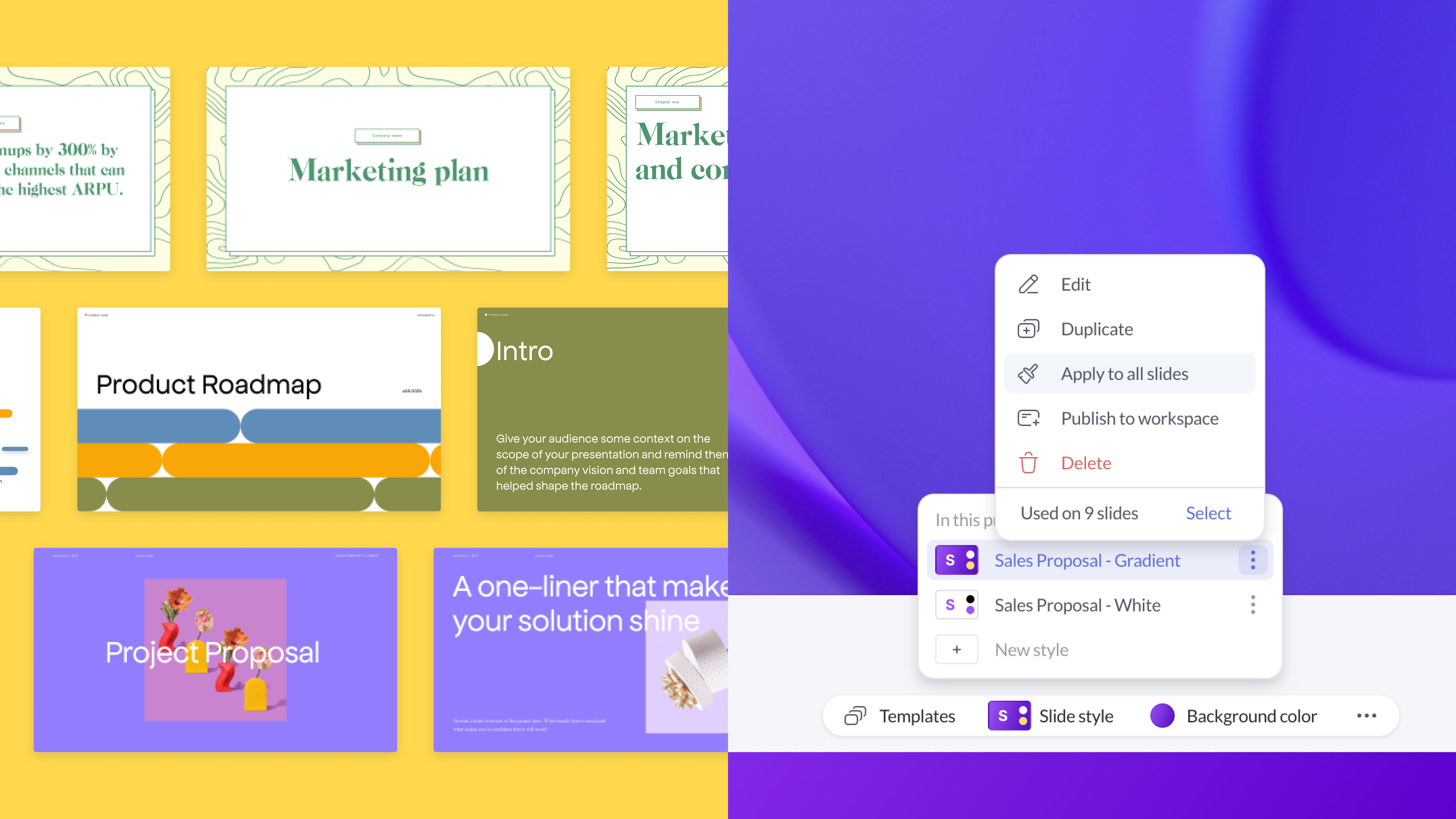 presentation template for marketing plan, product roadmap, and project proposal