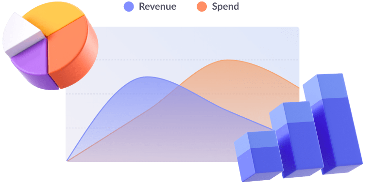 an online presentation tool to build quickly from concise Illustration of area charts in Pitch with 3D illustrations