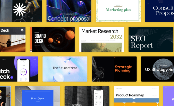 A collection of Pitch templates on yellow a background