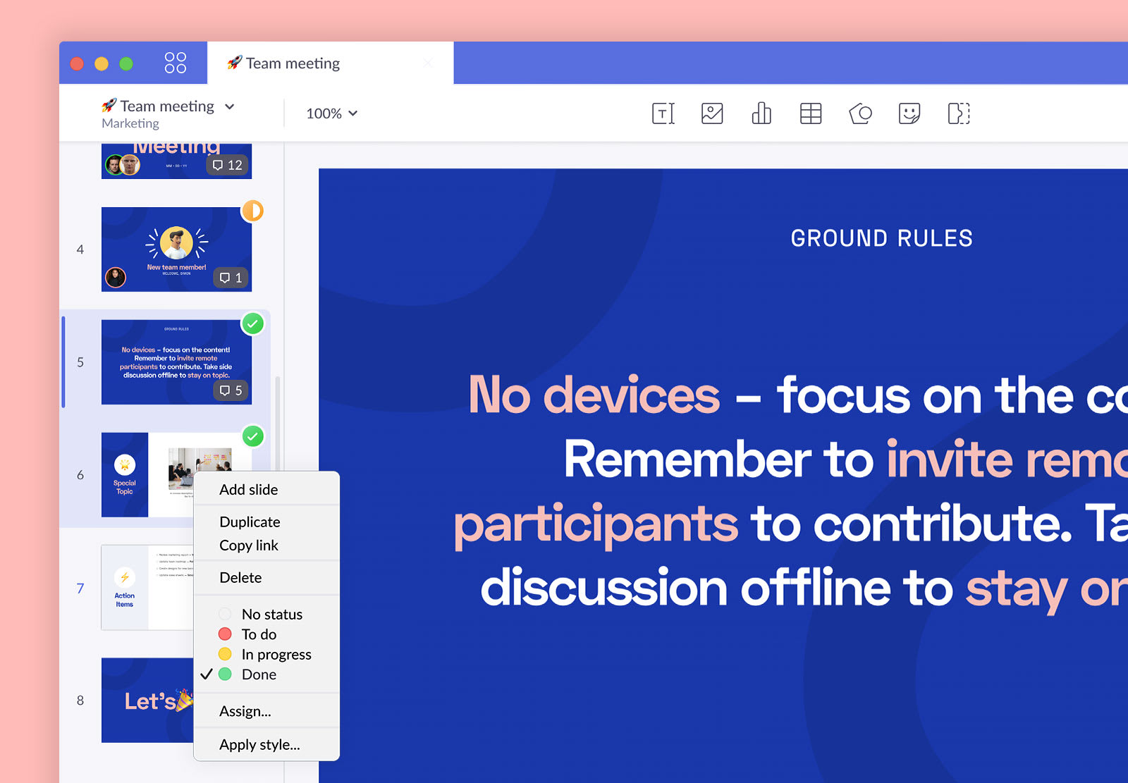 pitch multiselect presentation slides