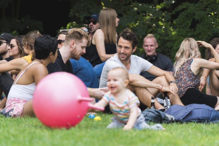 Relaxing at a team event